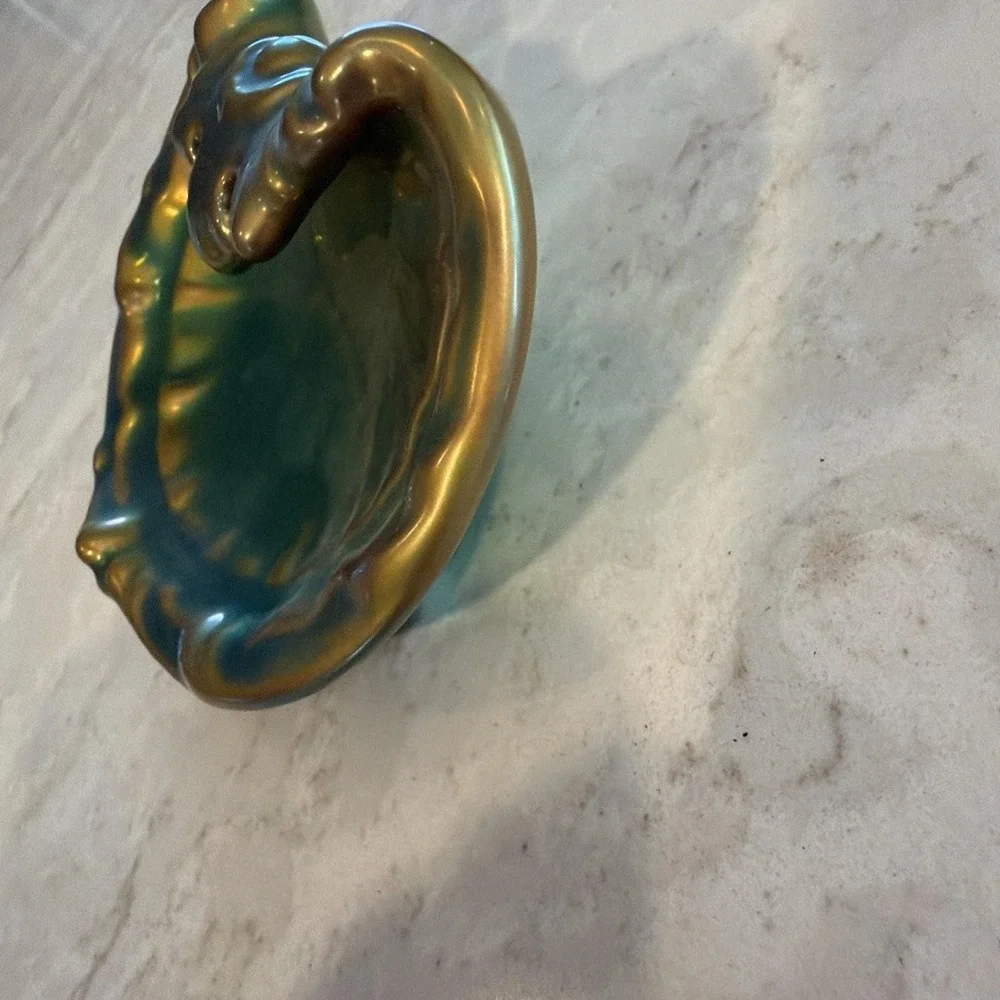 Antique ZSOLNAY Art Nouveau Iridescent Eosin‎ Glaze Porcelain Venus Shell Bowl